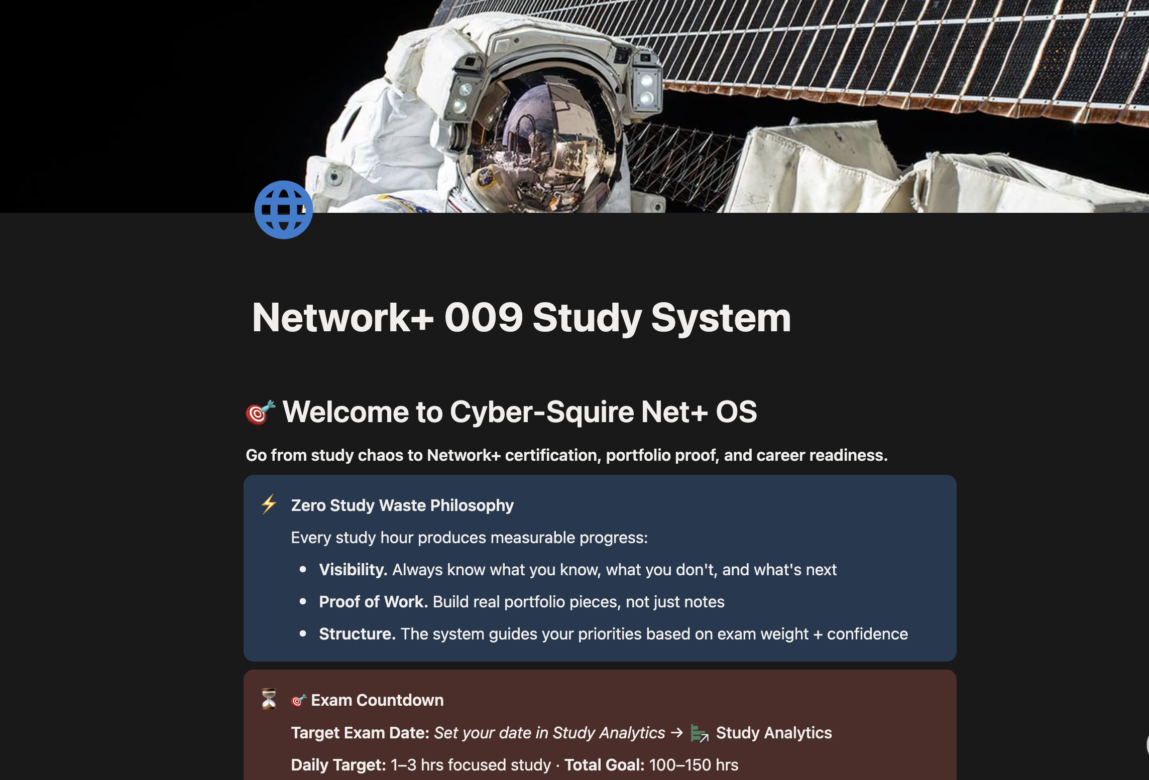 Network+ Study System Dashboard